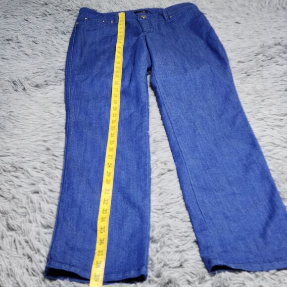 IMAN Pull On Jeans Womens Size Medium Long Blue Denim Straight Leg Stretch - Picture 9 of 11